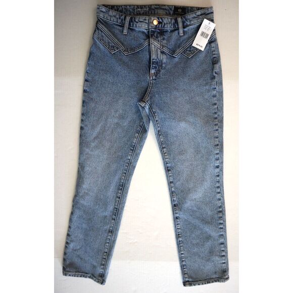 Adriano Goldschmied WMN Sz 26 Blue Chevron Isabelle HR Straight Crop Jeans - Picture 1 of 12